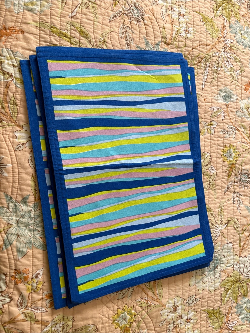 Blue Striped placemat Set - Vibrant Multicolor Design